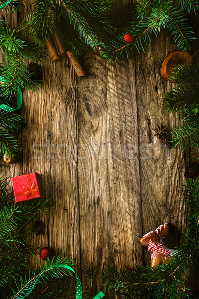 Stock foto: Lebkuchenmann · Weihnachten · Kranz · Karte · Kopie · Raum · Holz