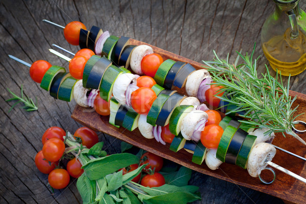 Stock fotó: Zöldség · kebab · tavasz · kert · barbecue · koktélparadicsom