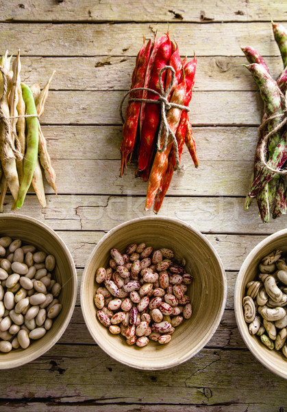 Collection of beans. Freshly harvested beans variety. Stock photo © mythja