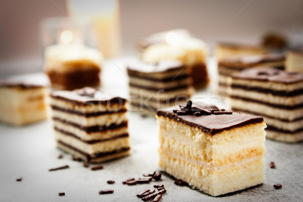 Választék torta különböző darabok csokoládé vanília Stock fotó © mythja