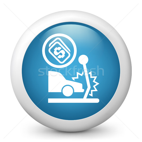 Stockfoto: Blauw · glanzend · icon · auto · verkeer · verzekering
