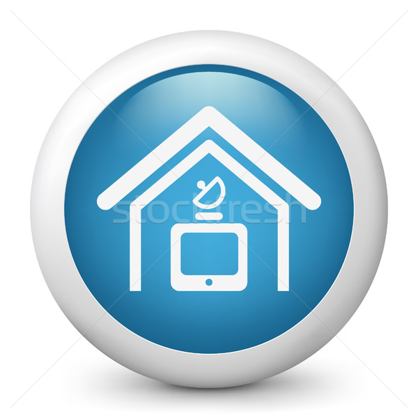 Blu lucido icona casa design Foto d'archivio © Myvector
