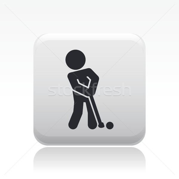 Foto stock: Jogador · de · golfe · ícone · jogar · jogo