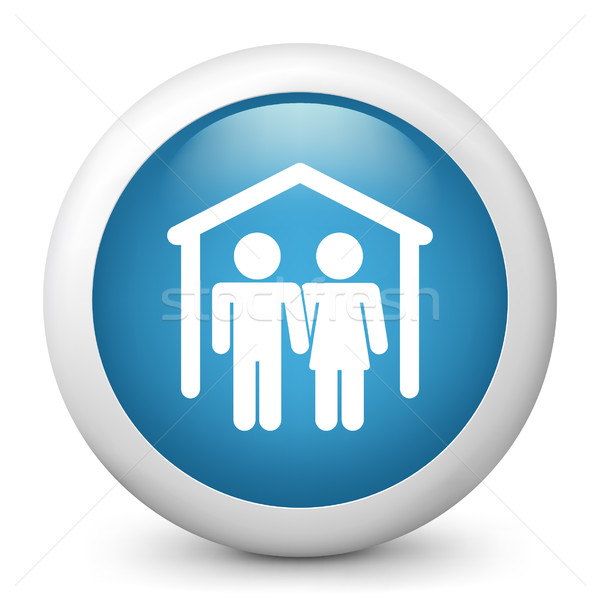 Bleu icône maison maison couple [[stock_photo]] © Myvector