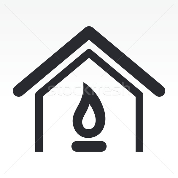 Gazu domu ikona ognia płomień apartamentu Zdjęcia stock © Myvector