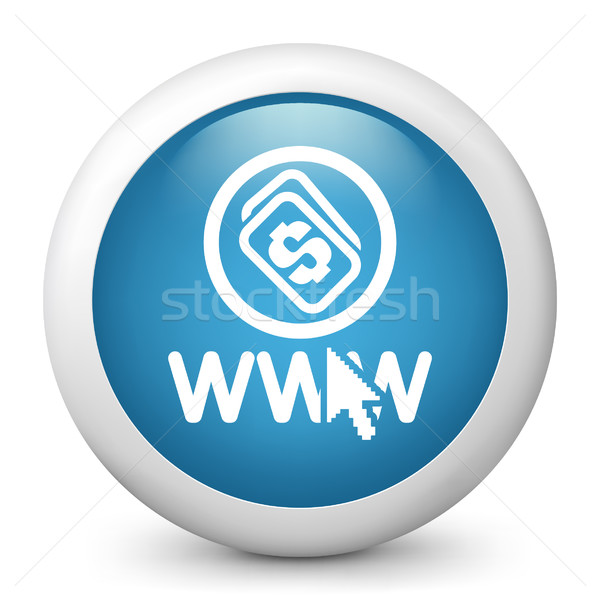 Blauw glanzend icon geld internet www Stockfoto © Myvector