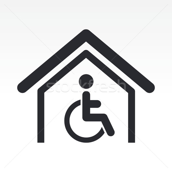 Handicap icône maison maison handicapées isolé Photo stock © Myvector