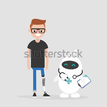 Trend watching conceptual illustration. Young character looking  Stock photo © nadia_snopek