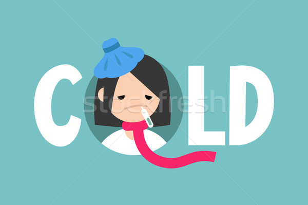 Malade fille froid grippe vecteur Photo stock © nadia_snopek