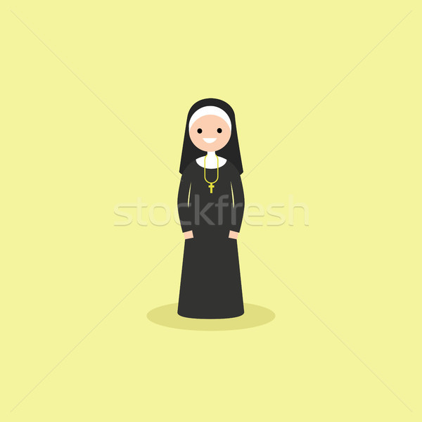 Illusztráció katolikus keresztény apáca visel feketefehér Stock fotó © nadia_snopek