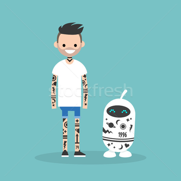 Tattoo subculture. Human and robot fully covered with tattoos /  Stock photo © nadia_snopek