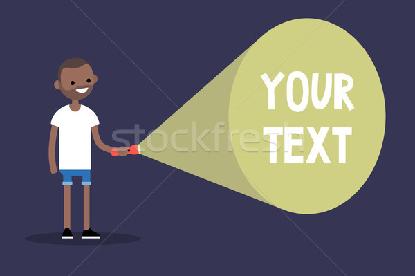 Young black man holding a flashlight. Your text here / Flat edit Stock photo © nadia_snopek