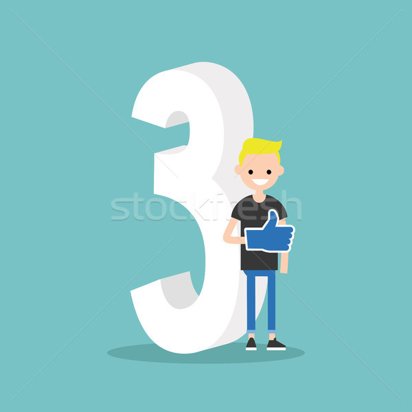 Number three concept. young smiling nerd standing near the numbe Stock photo © nadia_snopek