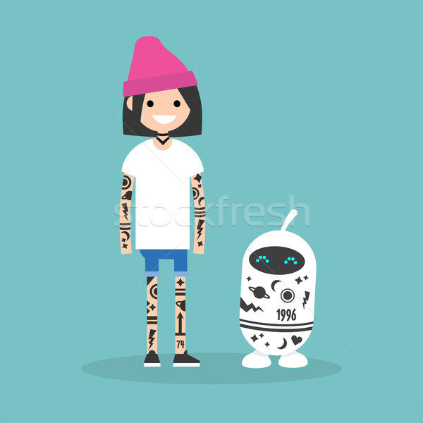 Tattoo subculture. Human and robot fully covered with tattoos /  Stock photo © nadia_snopek