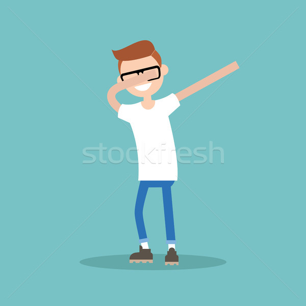 Young character making DAB dance / flat editable vector illustra Stock photo © nadia_snopek