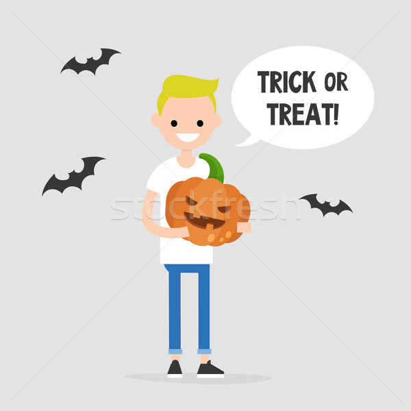 Trick or treat, Halloween illustration. Young character holding  Stock photo © nadia_snopek
