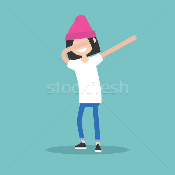 Young female character making DAB dance / flat editable vector i Stock photo © nadia_snopek