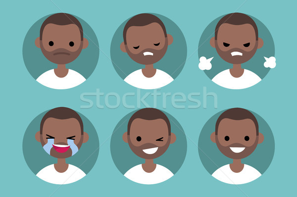 Afro american om profil set vector Imagine de stoc © nadia_snopek