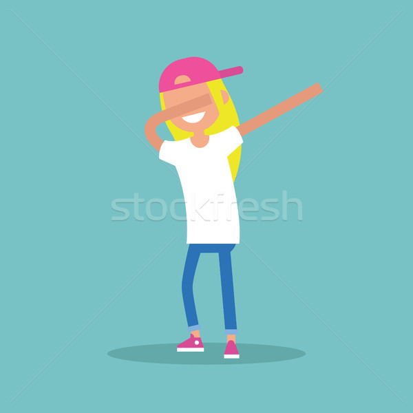 Young female character making DAB dance / flat editable vector i Stock photo © nadia_snopek