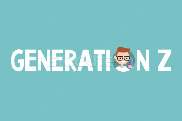 Generation Z concept sign. Young millennial nerd is looking at h Stock photo © nadia_snopek