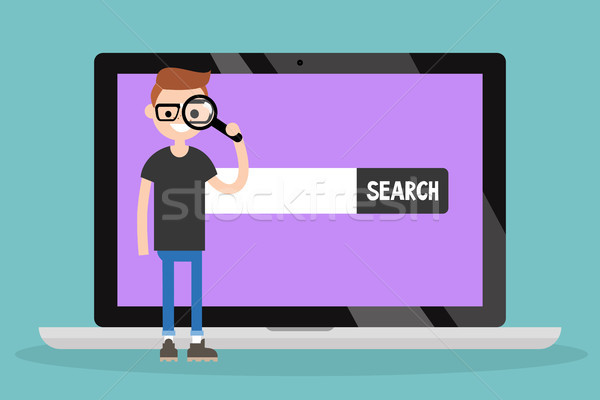 Search conceptual illustration. Young nerd looking through the m Stock photo © nadia_snopek
