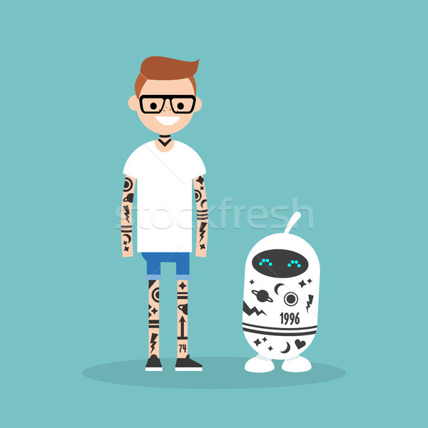 Tattoo subcultuur menselijke robot gedekt tattoos Stockfoto © nadia_snopek