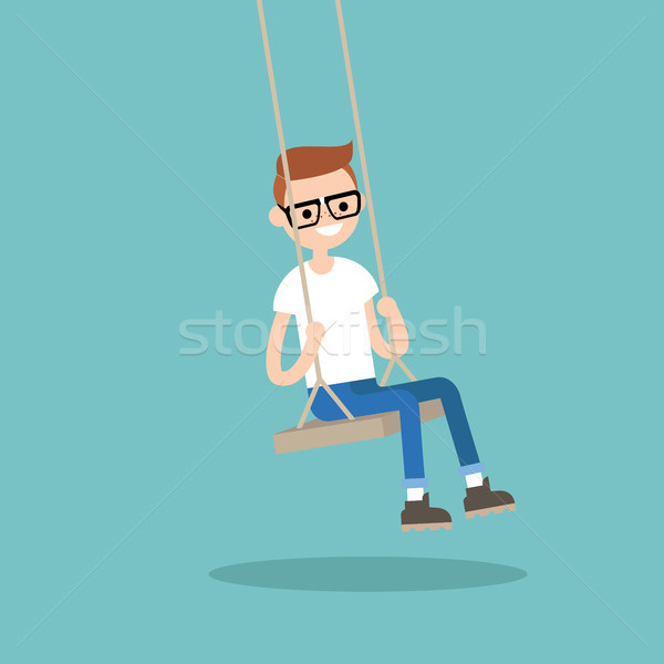 Foto stock: Jóvenes · nerd · sesión · swing · vector