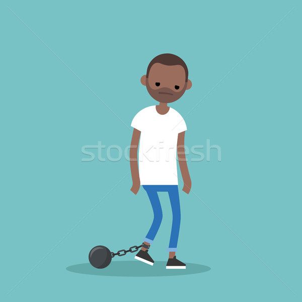 Young exhausted black man wearing shackles. Sad tired character/ Stock photo © nadia_snopek