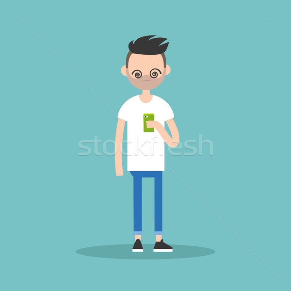 Illustration jungen bärtigen Mann Smartphones Bildschirm Stock foto © nadia_snopek
