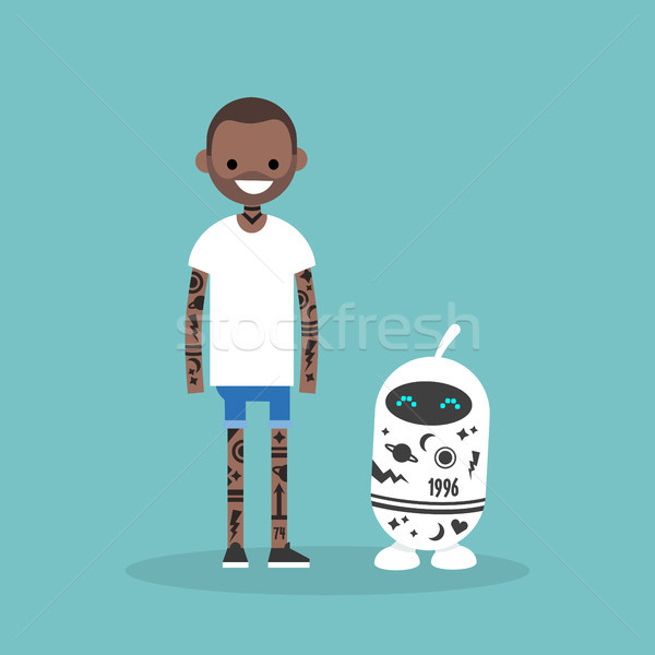 Tattoo subcultuur menselijke robot gedekt tattoos Stockfoto © nadia_snopek
