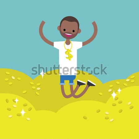 Jungen springen schwarz guy editierbar Stock foto © nadia_snopek