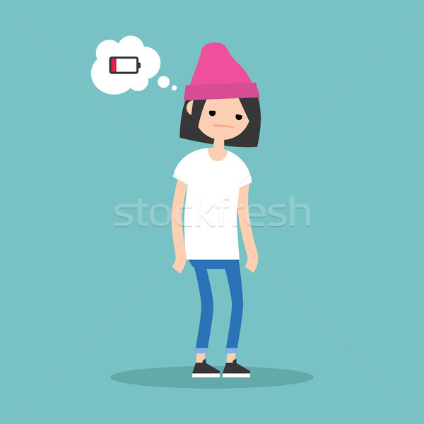 low battery conceptual illustration. young exhausted brunette gi Stock photo © nadia_snopek