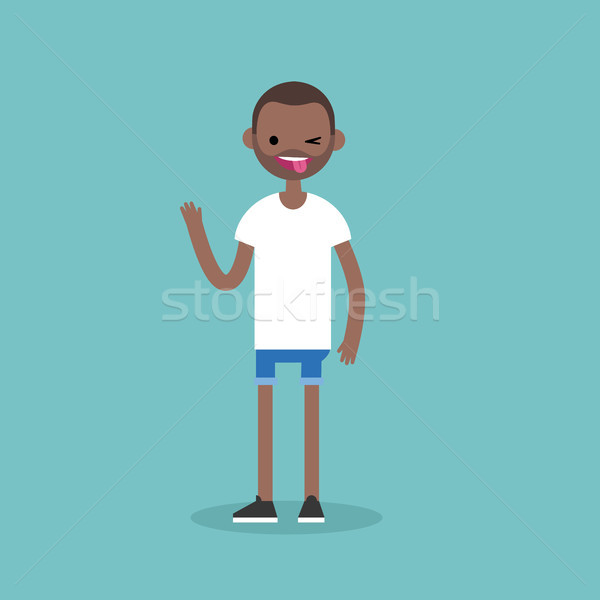 Hombre negro fuera lengua Cartoon Foto stock © nadia_snopek