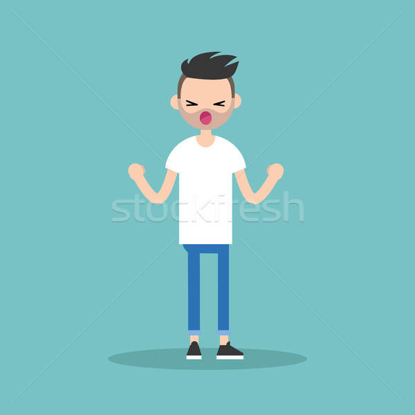Young yelling furious bearded man with clenched fists  / flat ed Stock photo © nadia_snopek