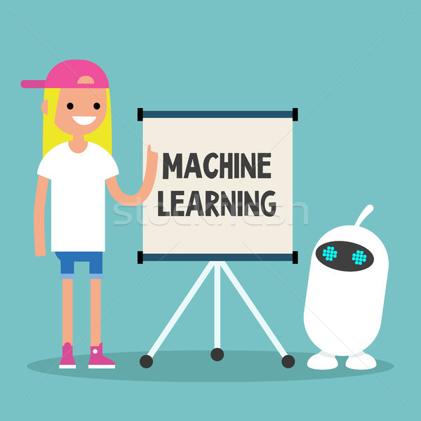 Stock photo: Machine learning conceptual illustration. Young female character