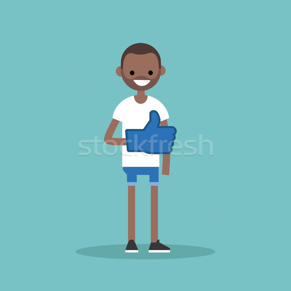 Like concept. Young black man wearing foam finger / editable fla Stock photo © nadia_snopek