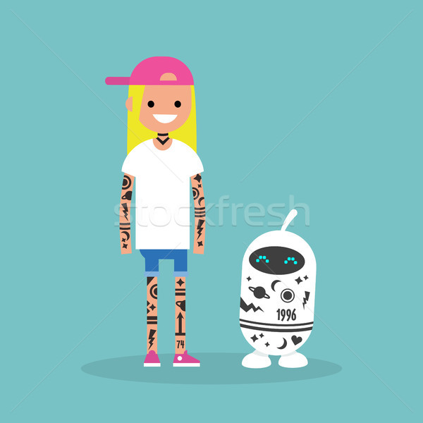 Tattoo subculture. Human and robot fully covered with tattoos /  Stock photo © nadia_snopek