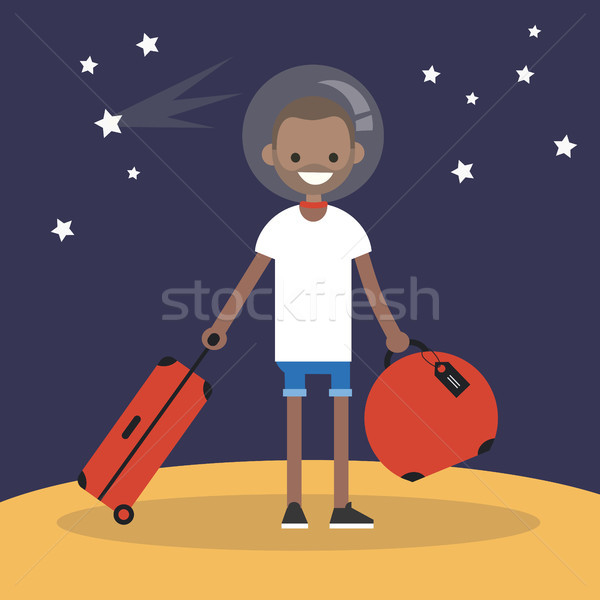 Mars Colonization: Young black character moving to mars with his Stock photo © nadia_snopek