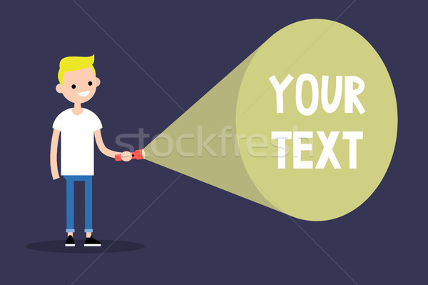 Young blond boy holding a flashlight. Your text here / Flat edit Stock photo © nadia_snopek