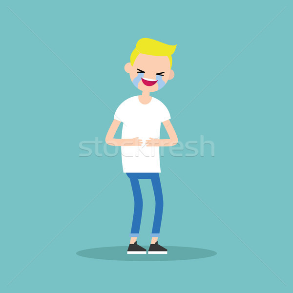 laughing out loud blond boy / flat vector editable illustration Stock photo © nadia_snopek
