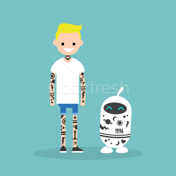 Stockfoto: Tattoo · subcultuur · menselijke · robot · gedekt · tattoos