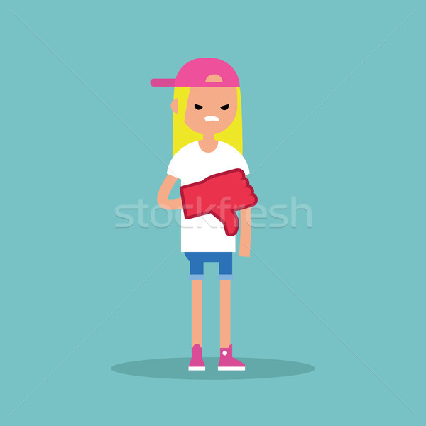 Dislike concept. Displeased blond teenage girl wearing foam fing Stock photo © nadia_snopek