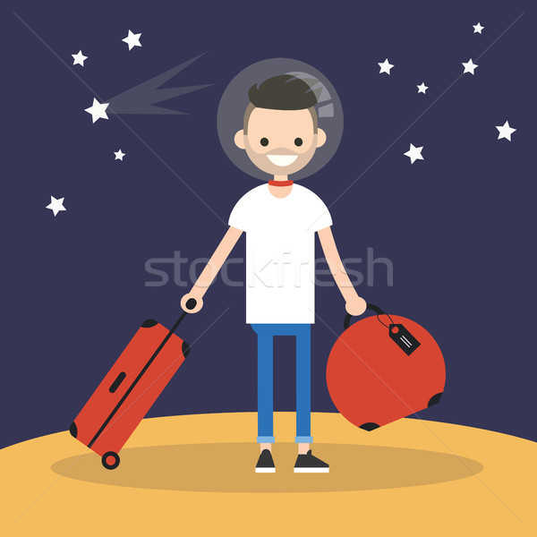 Mars Colonization: Young character moving to mars with his lugga Stock photo © nadia_snopek