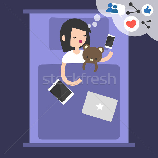 Young blogger dreaming about success in social media / flat edit Stock photo © nadia_snopek