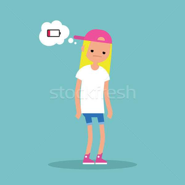 low battery conceptual illustration. young exhausted blond girl  Stock photo © nadia_snopek