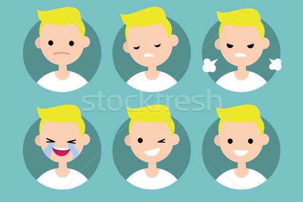 Blonde pale man profile pics / Set of flat vector portraits: ups Stock photo © nadia_snopek