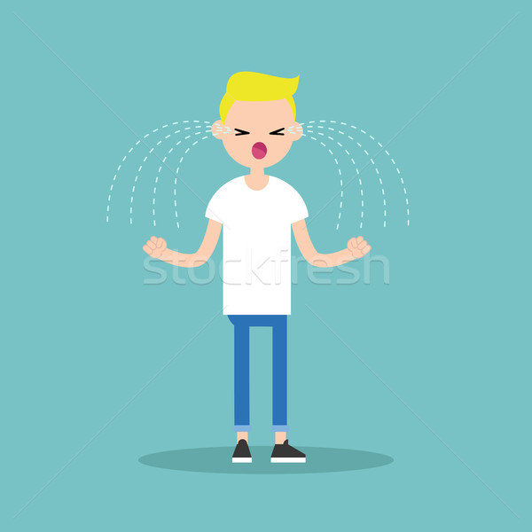Young loudly crying blond boy clenching his fists / editable car Stock photo © nadia_snopek