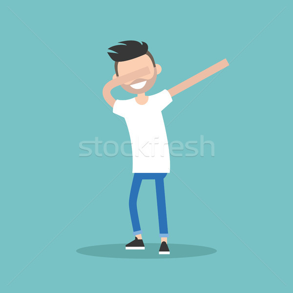 Young character making DAB dance / flat editable vector illustra Stock photo © nadia_snopek