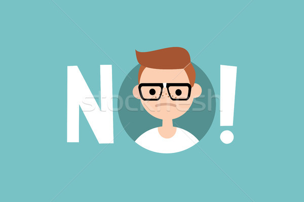 Warning sign: young nerd says No / Clip art design element Stock photo © nadia_snopek