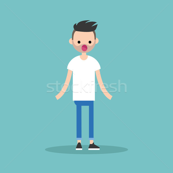 Surprised young bearded man standing with open mouth / flat edit Stock photo © nadia_snopek